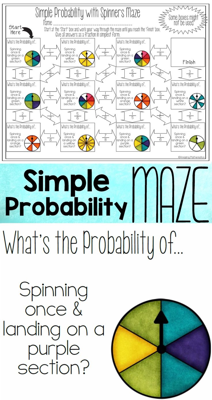 Theoretical Probability Of Simple Events Worksheet With Spinners Maze Activity