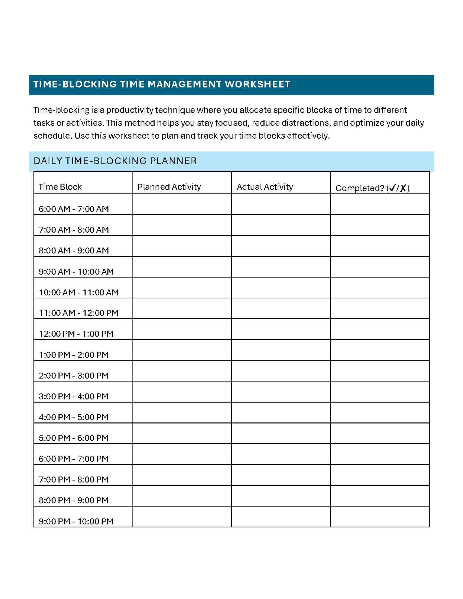 Time Management Worksheet Free Printable Guide Time Management Worksheet Free Printable Guide