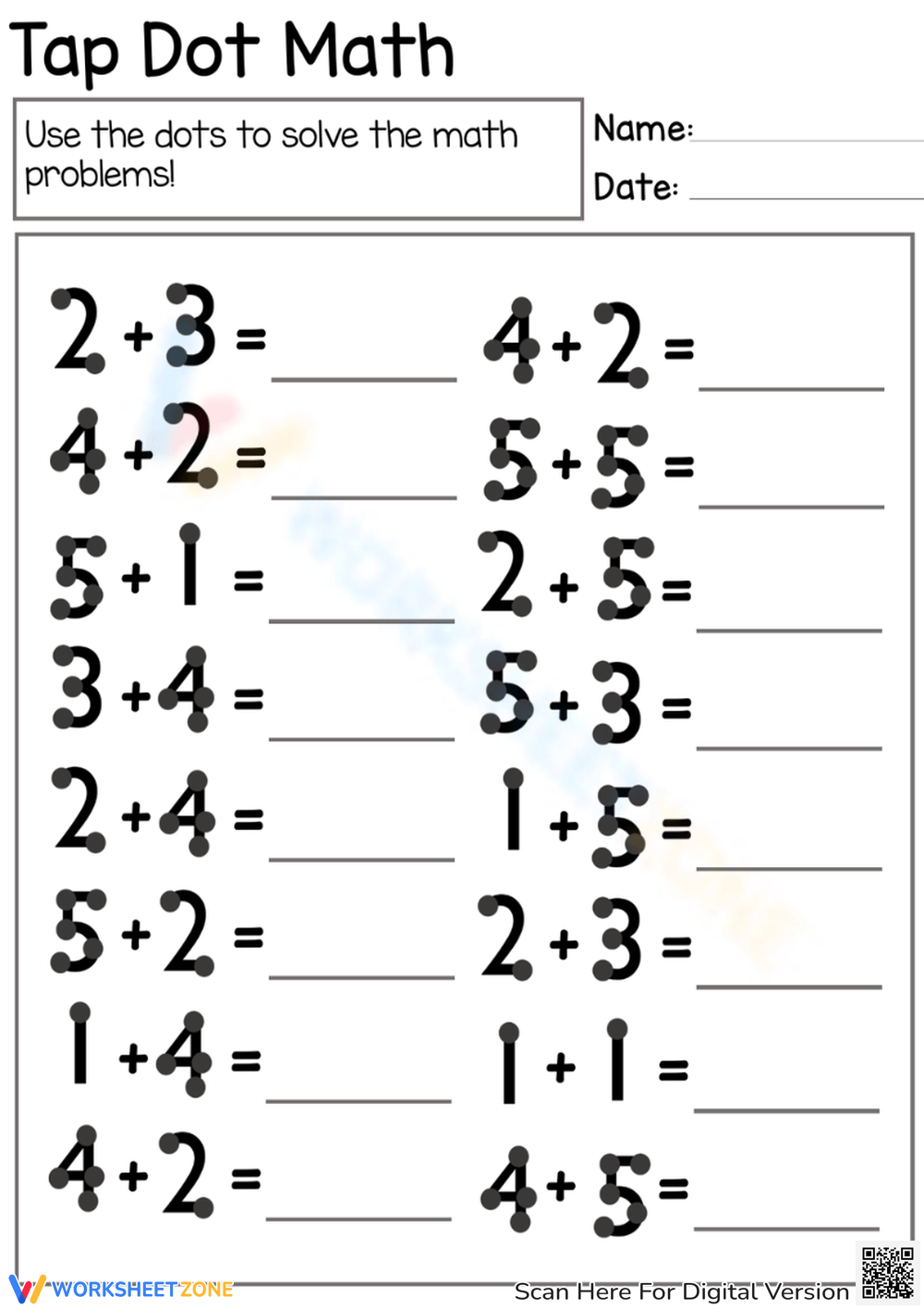 Touch Math Worksheets Touch Math Worksheets