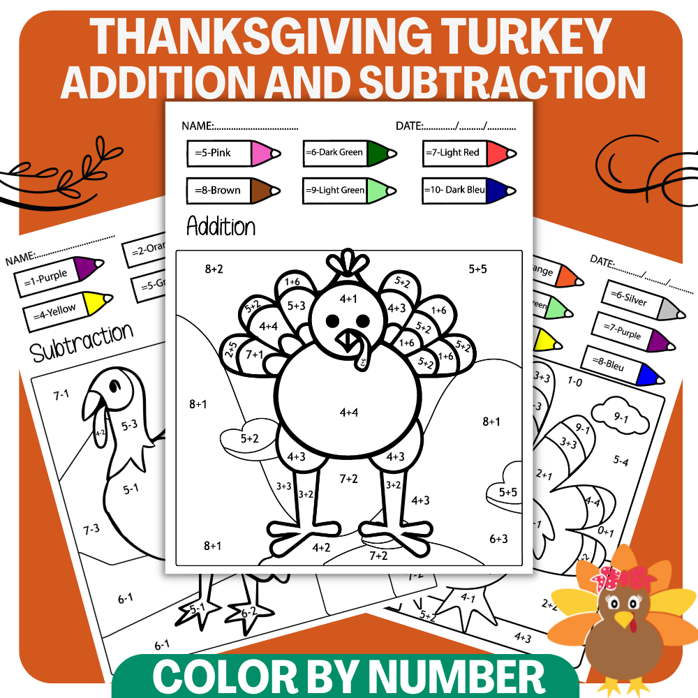 Turkey Math Thanksgiving Color By Number Thanksgiving Math Addition Made By Teachers Turkey Math Thanksgiving Color By Number Thanksgiving Math Addition Made By Teachers