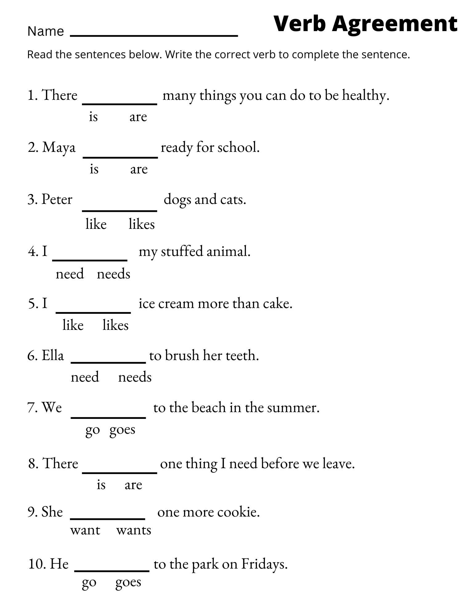 Verb Agreement Worksheets Printable 3rd And 4th Grade Sentence Worksheets Etsy Norway