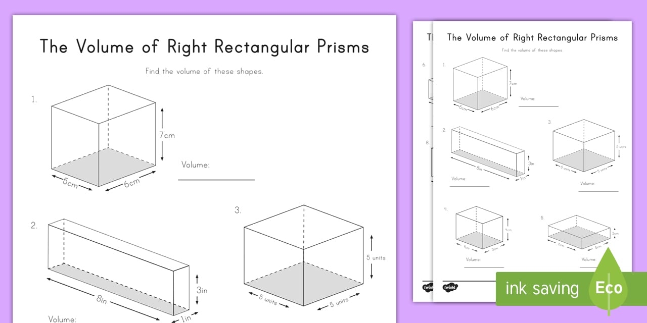 Volume Of Rectangular Prisms Worksheet