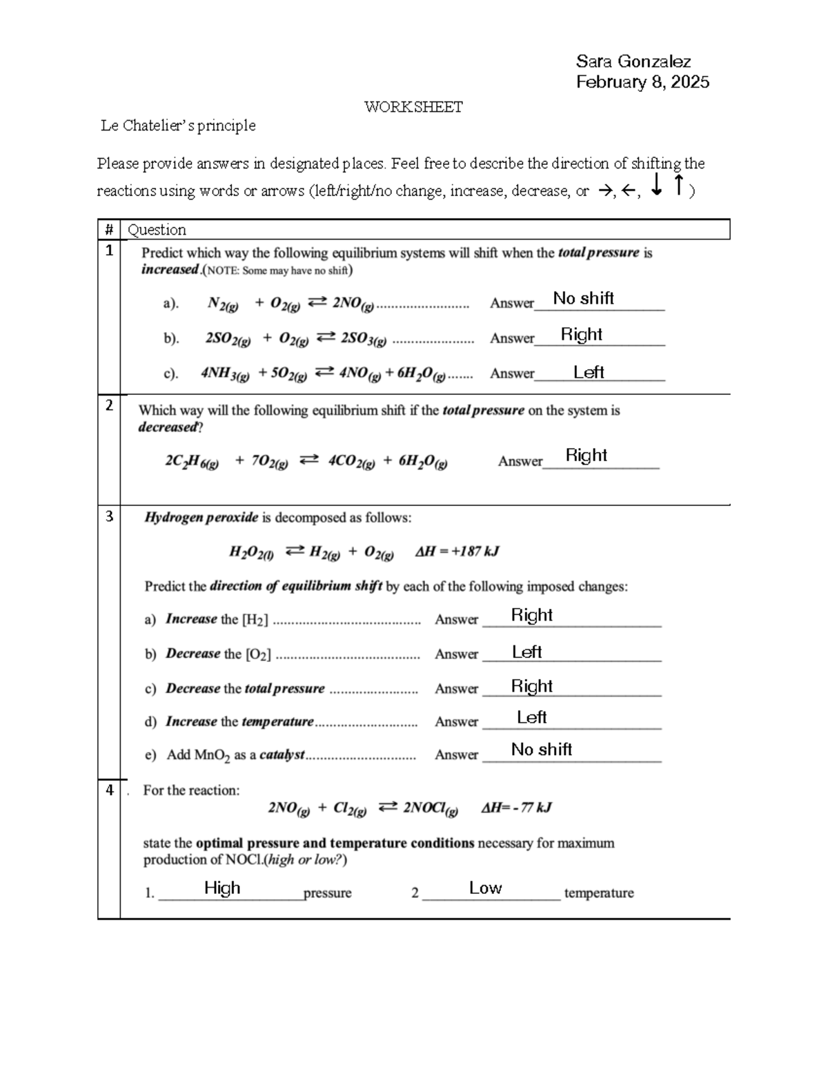 Week 8 Assignment WORKSHEET Le Chatelier s Principle Please Provide Answers In Designated Places Studocu Week 8 Assignment WORKSHEET Le Chatelier s Principle Please Provide Answers In Designated Places Studocu