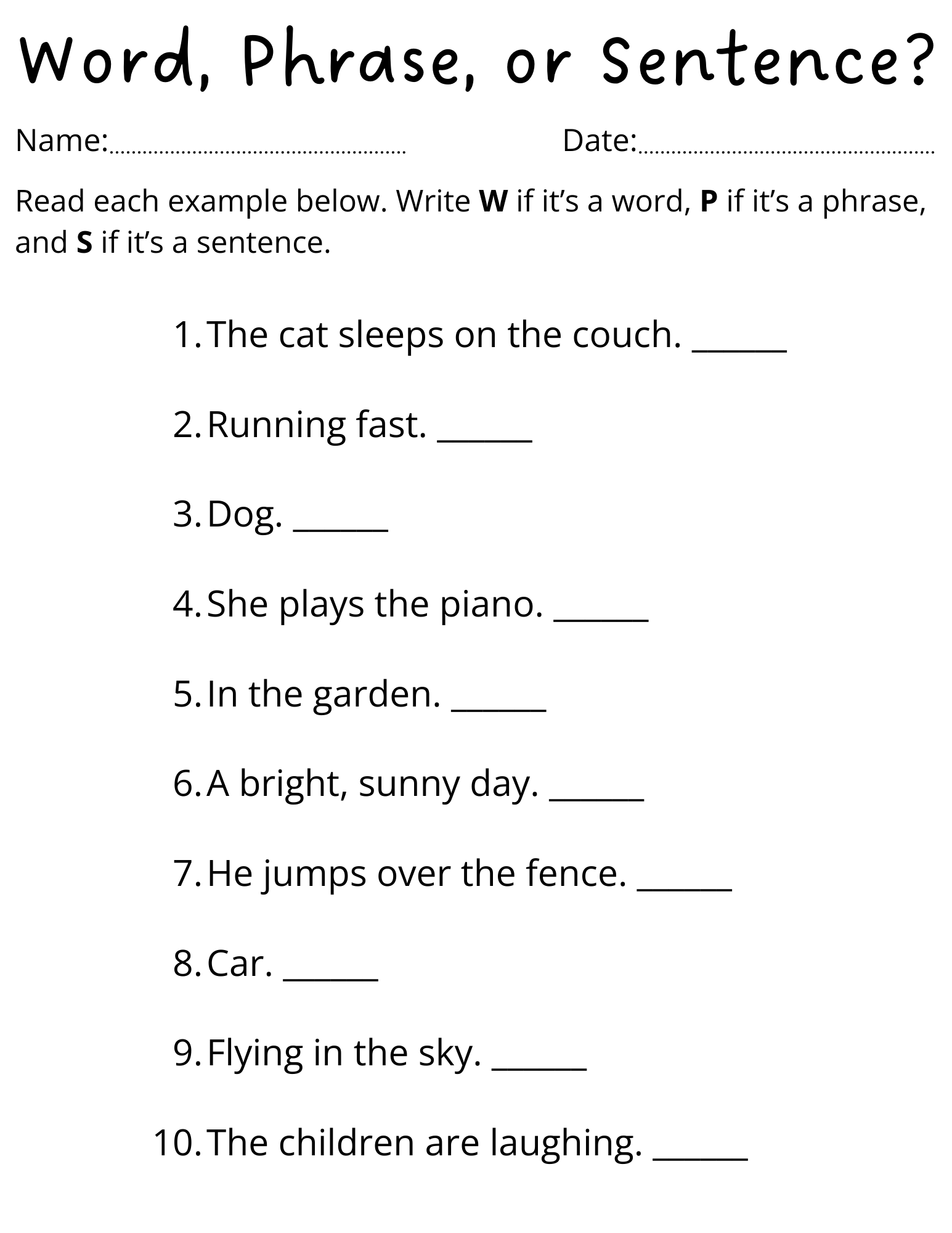 Word Phrase Sentence Worksheet For Grade 2 Made By Teachers