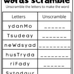Word Scramble Days Of The Week Kids Activity Ezpzlearn