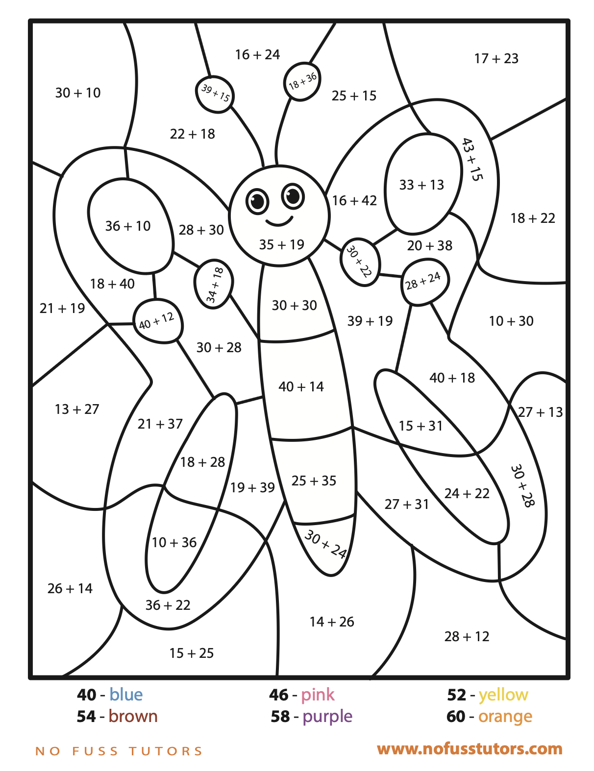 addition coloring worksheets