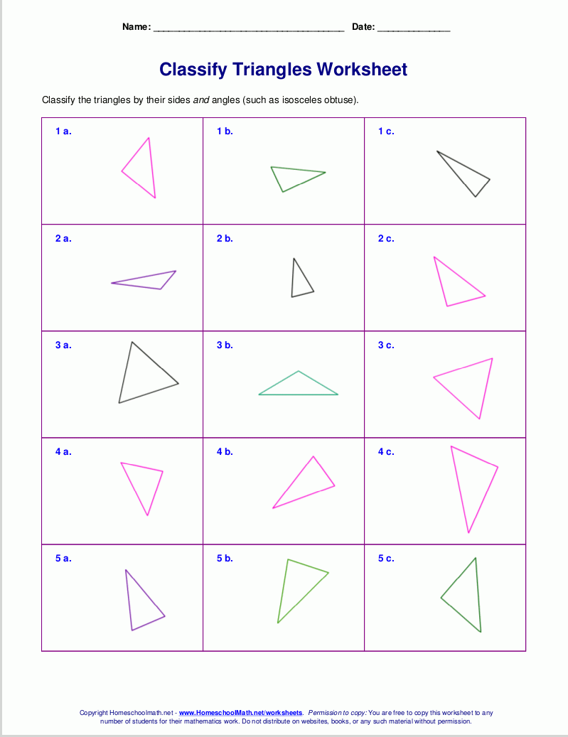 classifying triangles worksheet