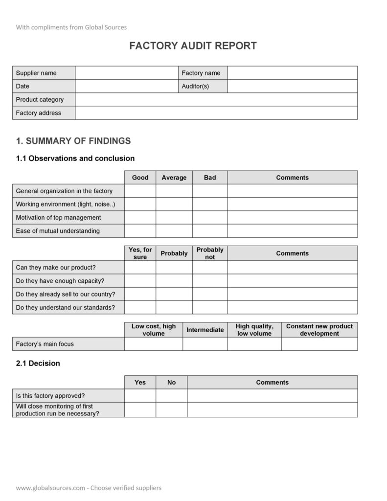 Printable audit report template in Word format for internal audits, available for free at TemplateLab.