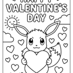Printable Pokémon Valentine's Day coloring pages featuring 20 fun designs for kids to enjoy. Perfect for Valentine’s celebrations!