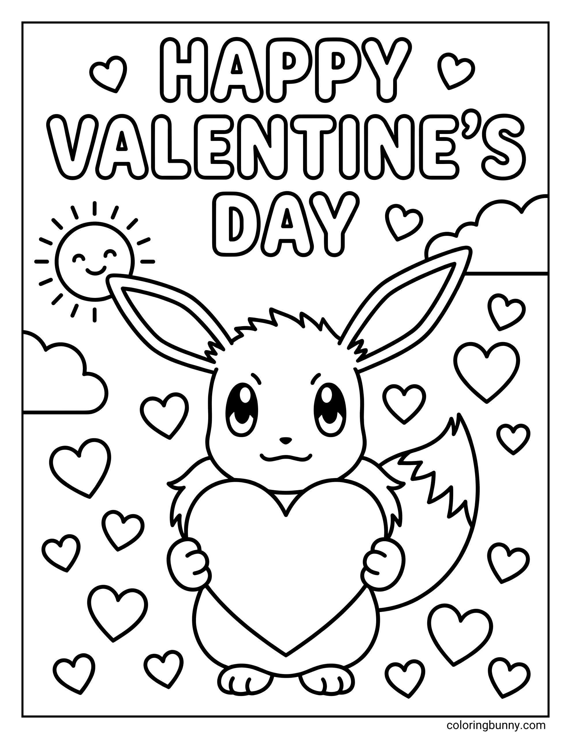 Printable Pokémon Valentine's Day coloring pages featuring 20 fun designs for kids to enjoy. Perfect for Valentine’s celebrations!