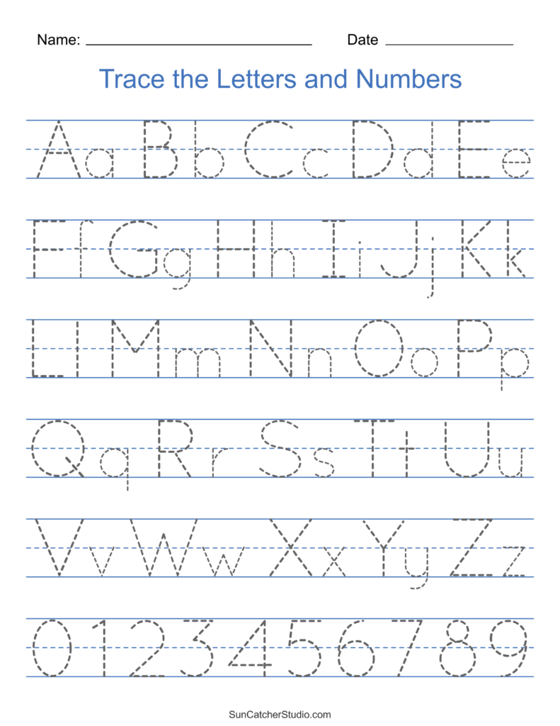 Free printable worksheet featuring traceable letters for kids to practice handwriting and improve their alphabet skills.